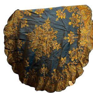 Antique Art Nouveau 1926 French Jacquard reversible tablecloth cover 58" round